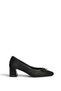 Z820036602 Black Suede Thick Heeled Women's Shoes - 4