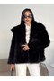 Women's Wide Collar Short Premium Plush Fur Coat - 2