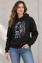 Moon Star Blue Göktürk Wolf Printed Black Hooded Pocketless Sweatshirt - 5