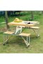 Outdoor Compact Solid Wood Picnic Table, Folding Camping Table with 4 Pine Chairs, Portable Camping Table with Umbrella Hole, for Camping, Barbecue - 2