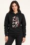 Red White Göktürk Wolf Printed Black Hooded Pocketless Sweatshirt - 3