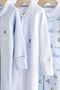 100% Cotton White Blue Baby Collar Train Patterned 3-Piece Jumpsuit Set Alyd49333 - 3