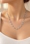Silver Color Heart Figured Women's Steel Necklace