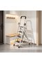 White 4 Step Collapsible Step Ladder Reversible Folding Handrail and Wide Non Slip Treads Compact Storage Design for Small Spaces Apartments Pantry and Daily Household Tasks - 3