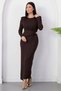 Oval Neck Long Sleeve Glitter Dress Grs4155 - 4