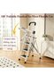 White 4 Step Collapsible Step Ladder Reversible Folding Handrail and Wide Non Slip Treads Compact Storage Design for Small Spaces Apartments Pantry and Daily Household Tasks - 5