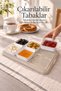 6-Piece Breakfast Set - Square Breakfast Storage Container with Lid, Portable Serving Tray, Beige - 5