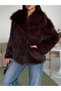 Women's Wide Collar Short Premium Plush Fur Coat - 6