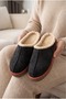 Pack of 3 Black Chenille / Ethnic Pattern Striped Plush Inner Lining Non-Slip Sole House Slippers - 5