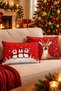 Christmas Themed Red Penguin Deer Patterned Rectangular Throw Pillow Cover 30X50 cm Double-Sided Printed