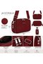 Burgundy Imported Suede Leather Medium Size Women's Cross Shoulder Bag Postman Bag - 2