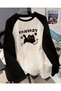 Cute Animal Design Raglan Long Sleeve Printed White T-Shirt