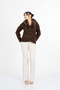 Women's Winter Brown Bellisse Fur Collar Knitwear Cardigan 26503 - 4