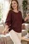 Women's Cherry Color Boat Neck Star Openwork Lycra 100% Cotton Yarn Thin Knitwear Blouse - 2