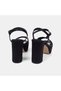 Women's Black High Platform Heeled Satin Evening Dress Sandals - 5