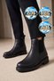 Women's Side Elastic Black Leather Women's Boots Rubber Sole Stylish Comfortable Chelsea Boots 284097 - 2