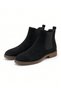 Men's Black Suede Leather Chelsea Boots - Brown Sole, Side Elastic - 3