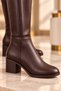 Women's Below-The-Knee Boots with Zipper and Side Elastic - 3