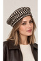 Betty Bands Women's Houndstooth Patterned French Beret Black Beige Ecru Retro Vintage Folded Stylish Women's Hat
