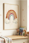 1 Piece Real Wood Framed Watercolor Effect Rainbow and Cloud Pattern Wooden Painting - Children's and Baby's Room and Home Decoration Painting - 2