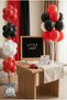 Ladybug Themed Birthday Decoration Deluxe Set Black Felt Letter Board Stand Balloon Chain Set of 7 Transparent Balloons with Stands