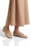Women's Beige Leather Adjustable Ankle Strap Ballerinas Stylish Comfortable Thin Sole Casual Shoes 312654 - 3