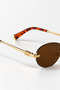 Monro Gold Color Metal Rimless Oval Women's Sunglasses Uv400 Protection - 5