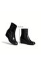 Black Patent Leather Women's Wedge Sole Boots with Internal Zipper - 2