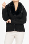 Women's Winter Black Bellisse Fur Collar Knitwear Cardigan 26503 - 2