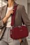 Burgundy Imported Suede Leather Medium Size Women's Cross Shoulder Bag Postman Bag
