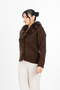 Women's Winter Brown Bellisse Fur Collar Knitwear Cardigan 26503 - 3