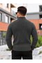 Men's Half-Zip High Collar Dark Gray Knitwear Sweater - 3