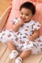 Baby Girl Special Design Patterned Ruffle Collar Tulle Dress & Booties Set