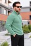 Men's Half-Zip Stand Collar Mint Knit Sweater - 4