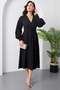 Double-Breasted Collar Rose Detail Belted Crepe Dress Grs3636