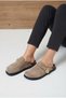 Ralena Women's Slippers with Straps and Buckle Beige Suede