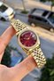 Gold Burgundy Dial Jubile Strap Women's Wristwatch – with Special Box and Bracelet Gift. Hm25154S02-5 - 4