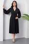 Double-Breasted Collar Rose Detail Belted Crepe Dress Grs3636 - 6