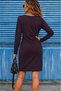 Women's long sleeve v neck short modal dress - 3