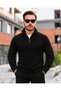 Men's Half-Zip High-Neck Black Knit Sweater - 5