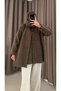 Buttoned Scarf-Trimmed Feather Jacket - 4542 - Brown