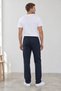 Men's Straight Leg Elastic Waist Basic Sweatpants with Pockets Navy Blue - 4