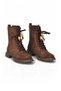 Women's Lace-Up Zippered Brown Suede Boots with Accessories Stylish Comfortable Boots 454117 - 4