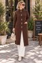 Women's Angora Long Stand Collar Flexible Buttoned Pocketed Soft Cardigan - 3