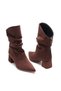 Women's Suede Special Design Thick Heeled Drawstring Zippered Boots