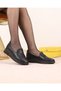 Kasia Genuine Leather Women's Black Wedge Casual Shoes