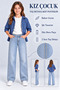 Girl's Ice Blue Side-Stoned Pipe Leg Jeans Ak1764 - 2