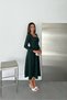 Women's Green Stone Embroidered Square Neck Belted A-Line Midi Dress Nbk5005 - 2