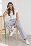 Women's Basic Sweatpants with Elastic Waist and Leg Detail, Gray Melange - 2