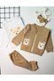 Cute Teddy Bear Printed Baby Boy Long-Sleeved 3-Piece Set